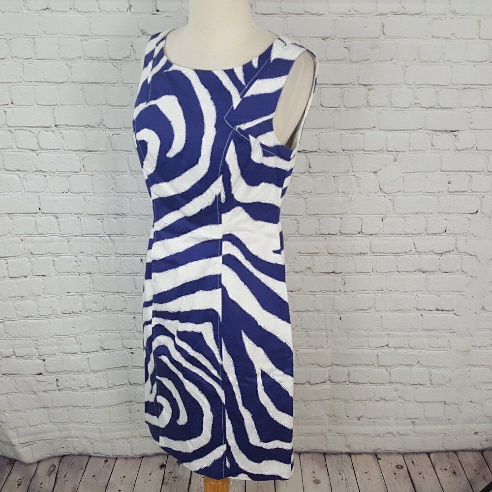 Nine West Blue & White Swirl Sheath Dress Size 4 - Picture 5 of 7